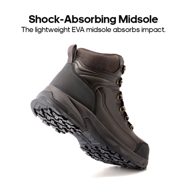 Men's Steel Toe Puncture-Resistant Work Boots - DARK BROWN - 5